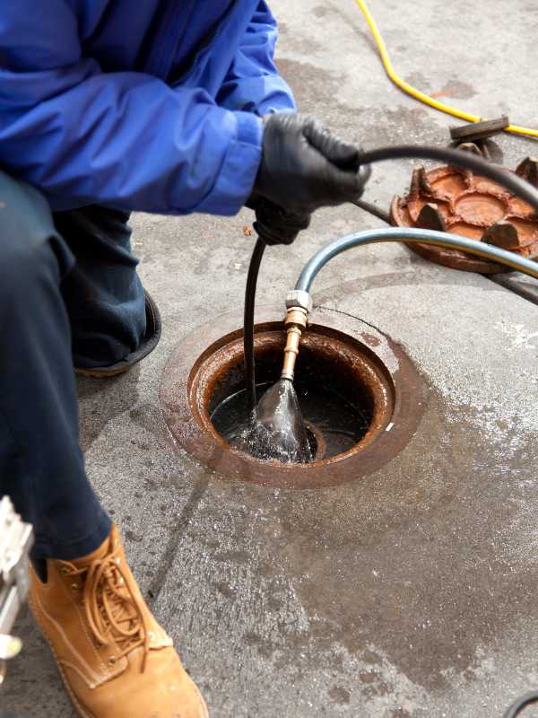 technician using camera to inspect sewer